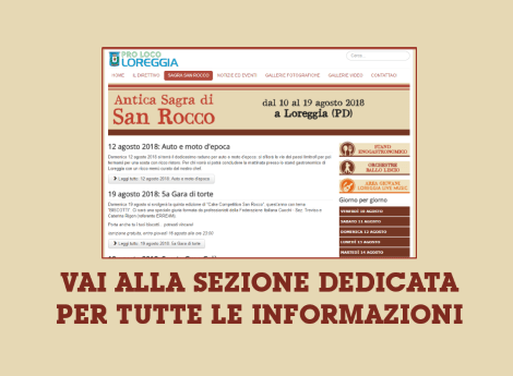 Sezione dedicata con informazioni sugli eventi giorno per giorno, i piatti, video e foto